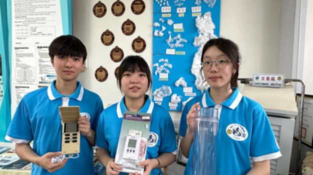 Students using the instruments to collect the data